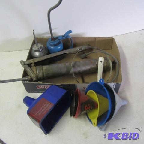Grease Gun, Oil Cans, Funnel