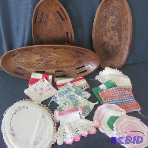 Carved Trays, Kitchen Linens
