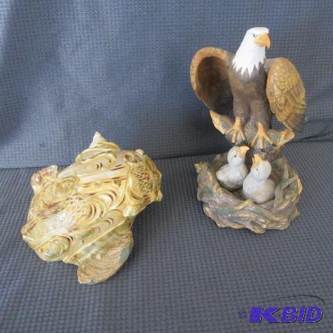 Eagle Figurine, Carved Sea Shell