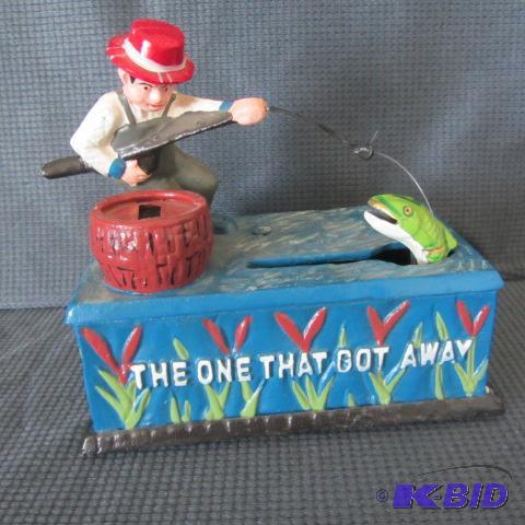 Cast Mechanical Bank - Fishing