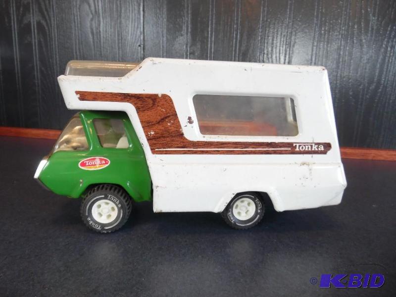 Vintage Tonka truck and camper