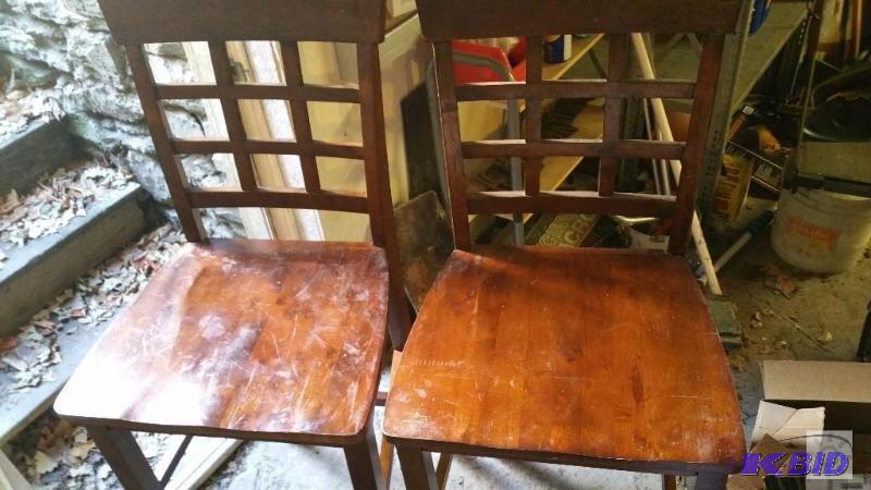 lot 112 image: 2 Wooden Bar Height Chairs
