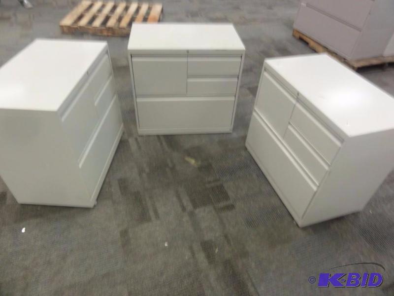 lot 42 image: Lot of (3) 2-drawer Hon file cabinets