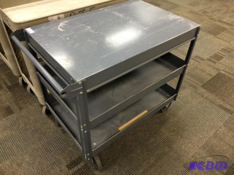 lot 64 image: Edsal 3 shelf metal cart. 23" x 35"...