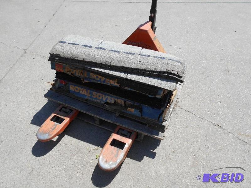 Pallet of Roofing Shingles and Two Metal Weights.