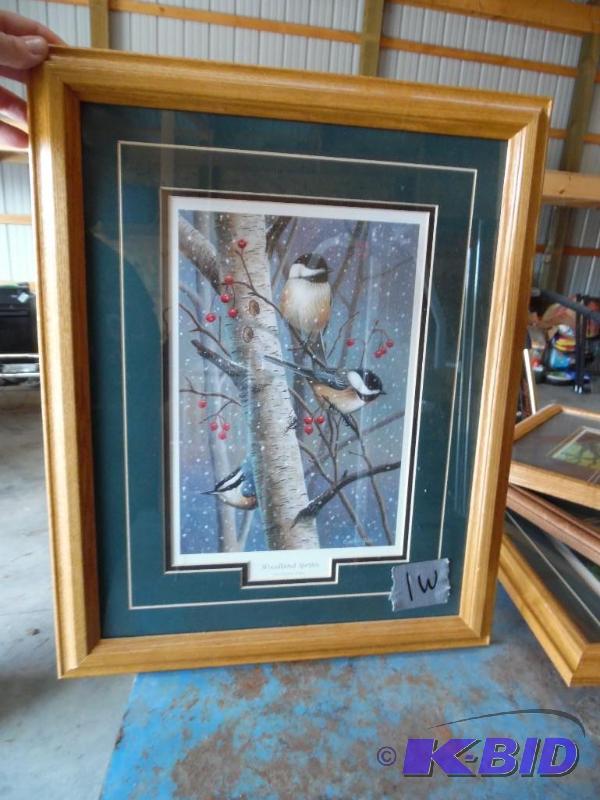 Framed Chickadee Painting