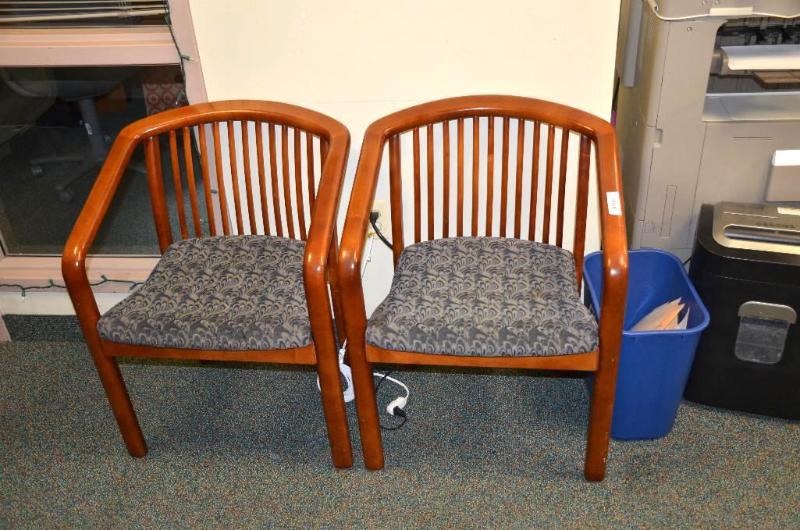 lot 114 image: 2 wooden Mueller chairs...