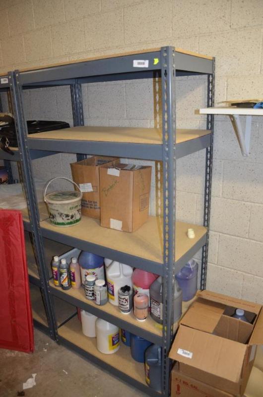lot 147 image: Metal shelving 36x18x72". Contents not i...