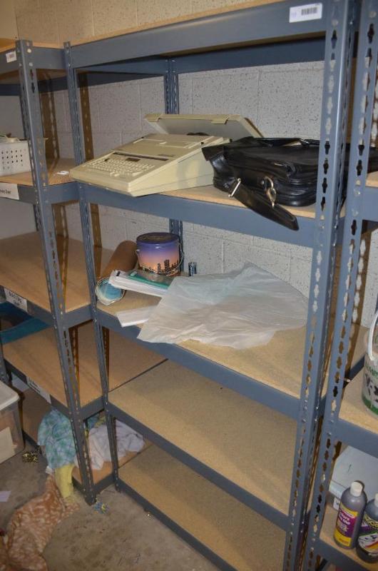 lot 148 image: Metal shelving 36x18x72". Contents not i...