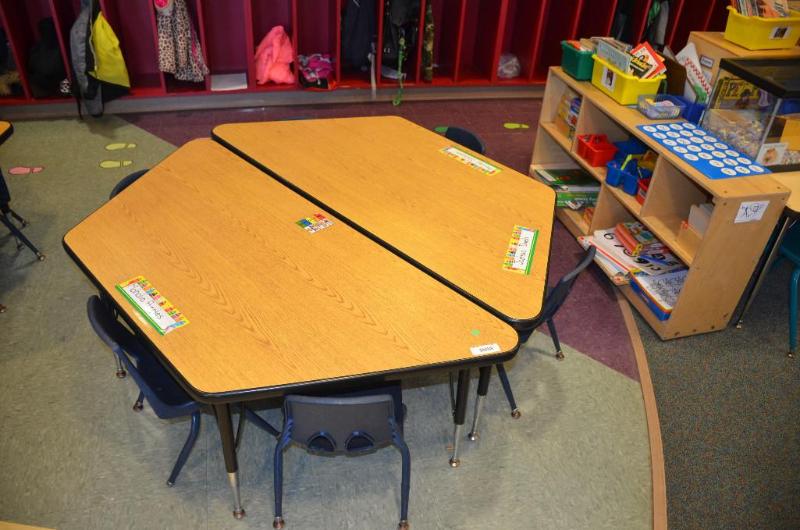 lot 174 image: 2 tables & 6 chairs. 26x57". with ad...