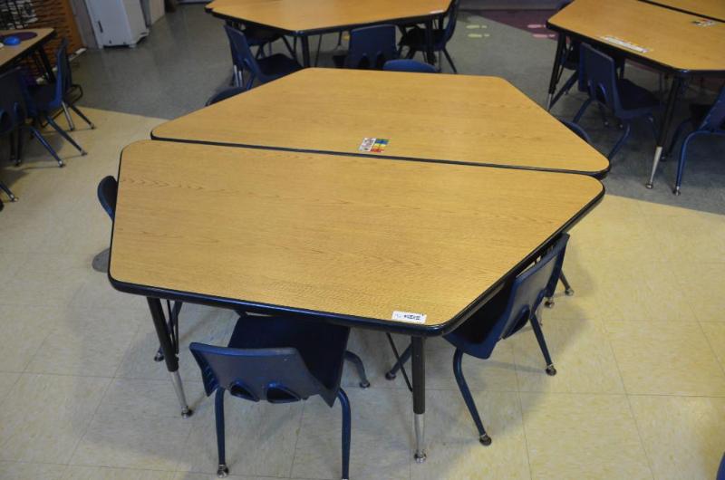 lot 176 image: 2 tables & 6 chairs. 26x57". with ad...