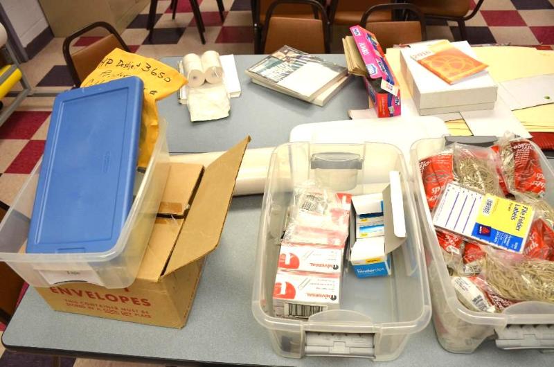 lot 215 image: Office supplies - paper clips, envelopes, reg...