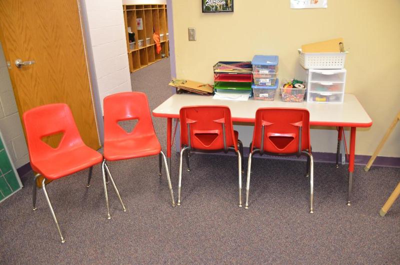 lot 55 image: Table (adjustable height)&nbspand 4 chairs 3...