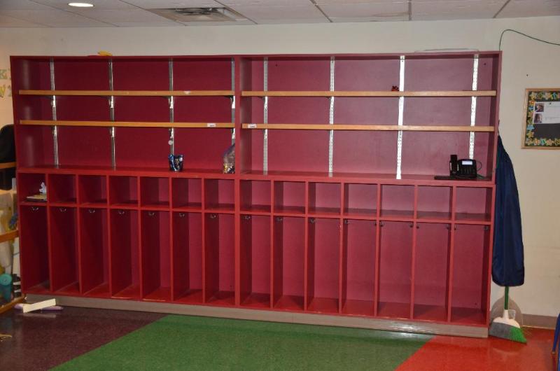 lot 94 image: Wooden shelving 84x16x76". Left unit onl...
