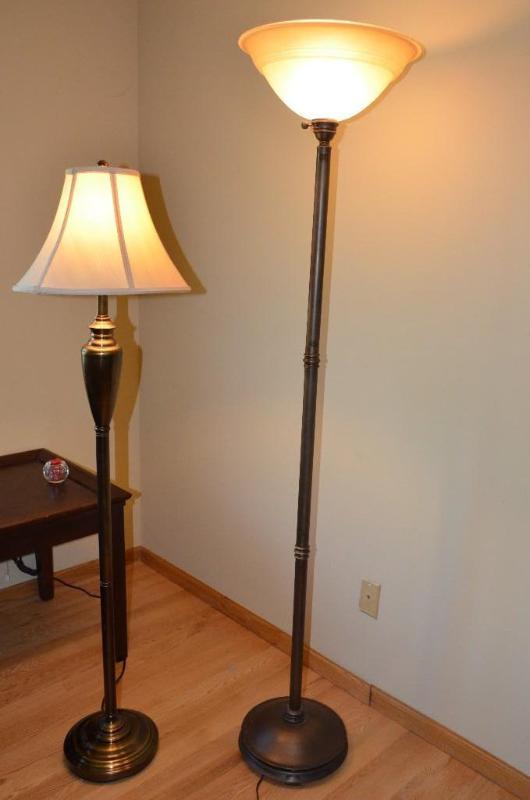 lot 11 image: 2 floor lamps - 1 is a Torchiere lamp- 60&quo...