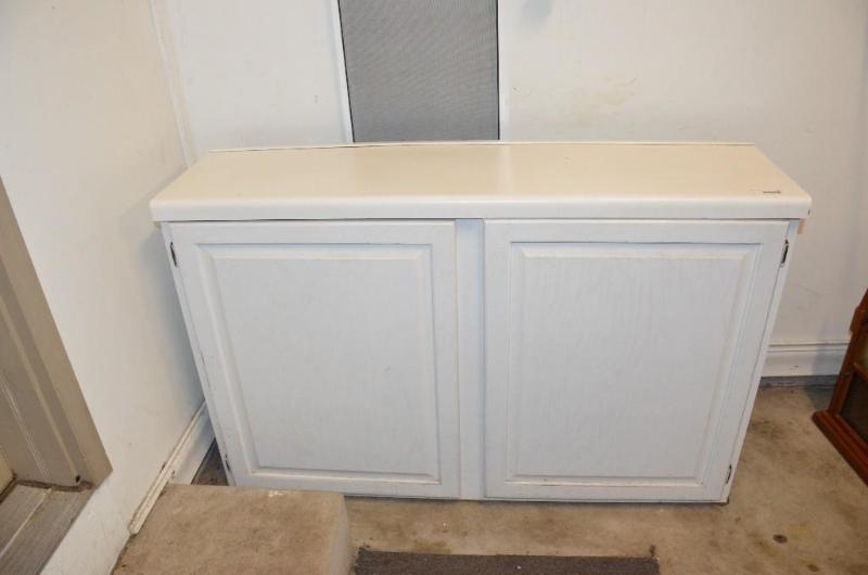 lot 111 image: white wood cabinet 13&quotx31&quotx48"...