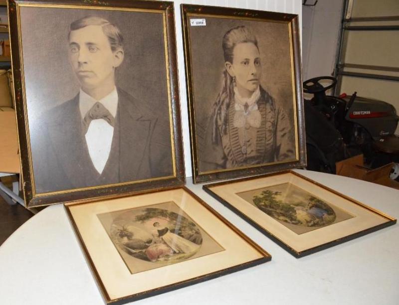 lot 127 image: antique photos and frames (2 are 18.5&quotx1...