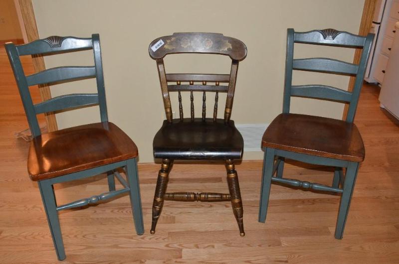 lot 13 image: 3 chairs - one is&nbspEthan Allen antique Hi...
