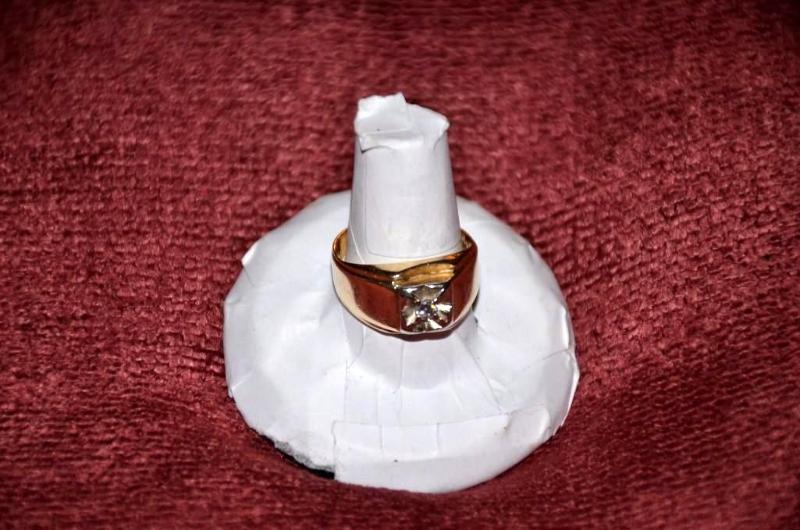 lot 2I image: 14k GOLD & Diamond mens ring- diamonds te...