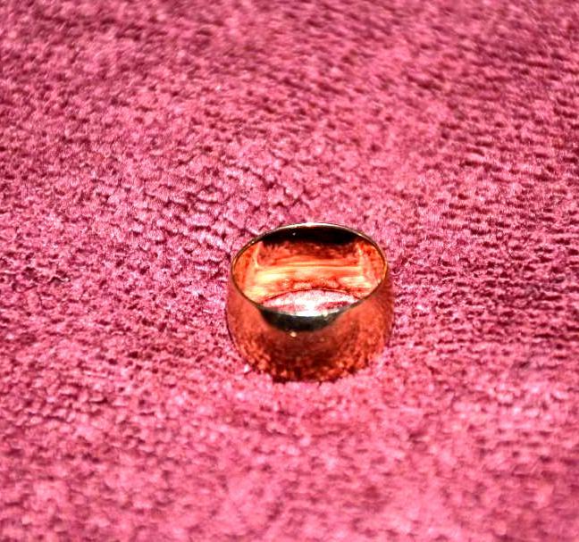 lot 2N image: 14k GOLD wide band ring- this has some weight...