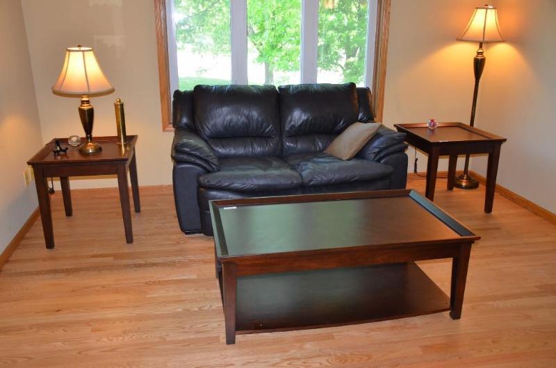 lot 3 image: 2 wood end tables and a cofee table. end tabl...