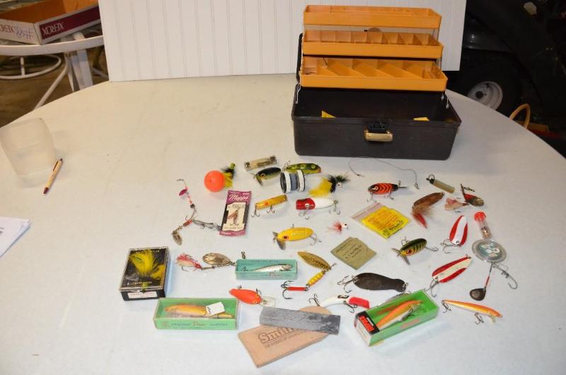 lot 66 image: Fishing tackle box and all tackle including S...