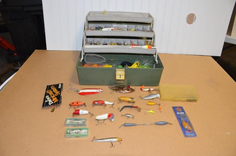 lot 67 image: Lot of tackle box and fishing lures Joe came...