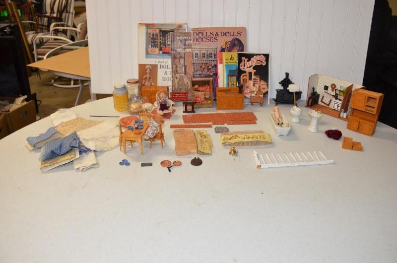 lot 70 image: Vintage Doll house set includes fabric for de...