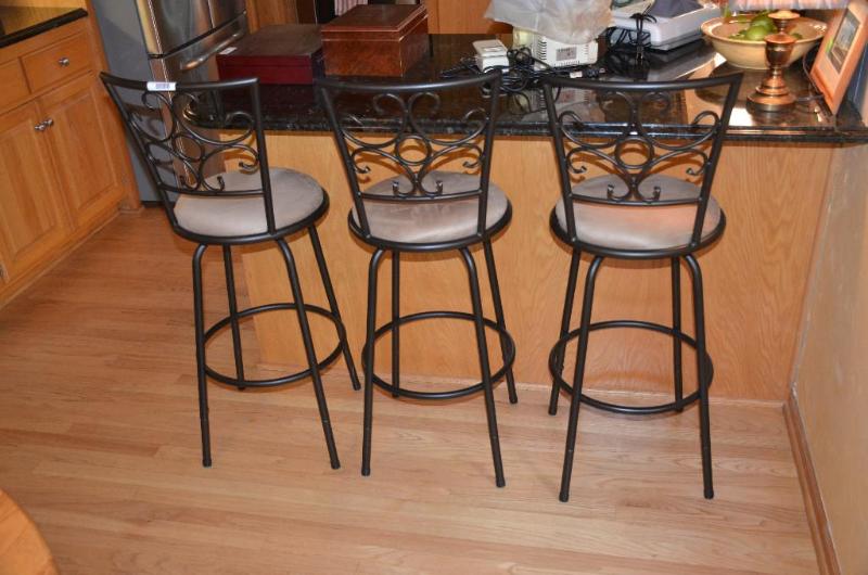 lot 156 image: 3 high top- chairs seat is 30" off the f...