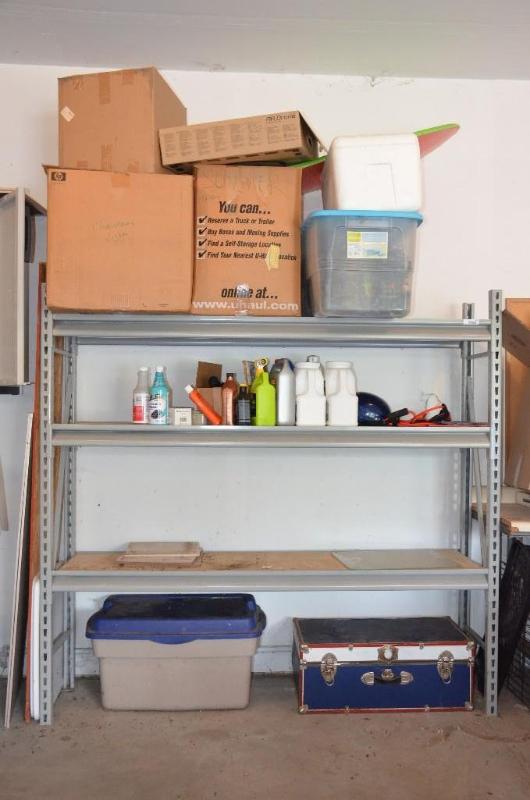 lot 236 image: Metal shelving 72&quotx77". Contents no...