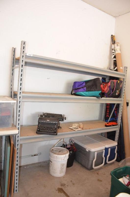 lot 237 image: Metal shelving 72&quotx77". Contents no...