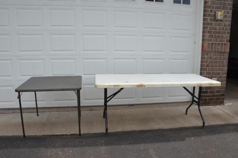 lot 239 image: 2 folding tables Card table is 32x32". ...