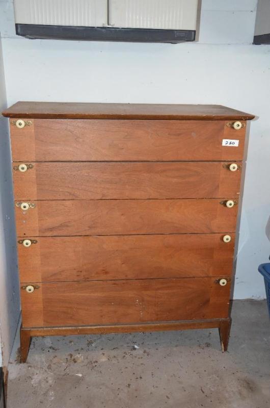 lot 250 image: Vintage looking wood dresser 19x43x38". ...