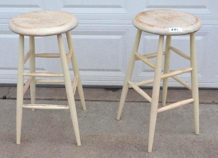 lot 251 image: 2 Solid Bar Stools. 29" tall...