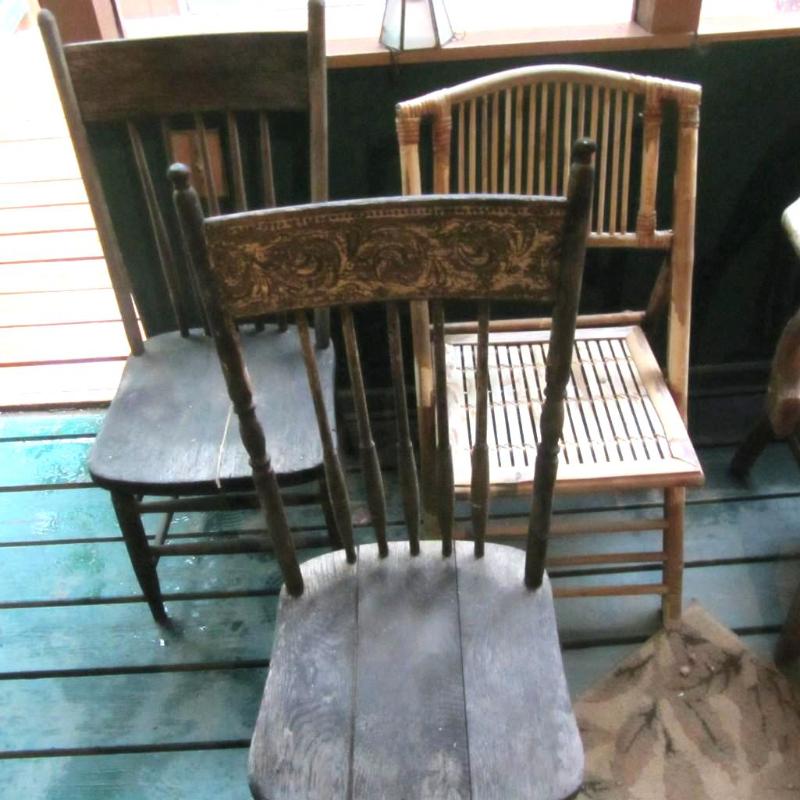 lot 157 image: Antique Pressback Chairs, Rattan