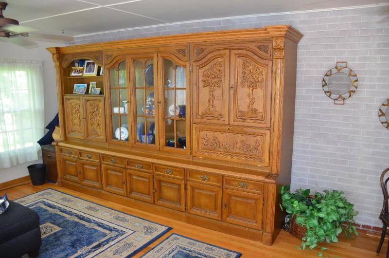 Large beautiful hand carved wood hutch  cabi...