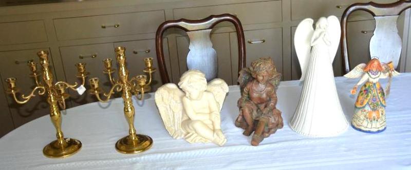 Angel collection &amp candle sticks...