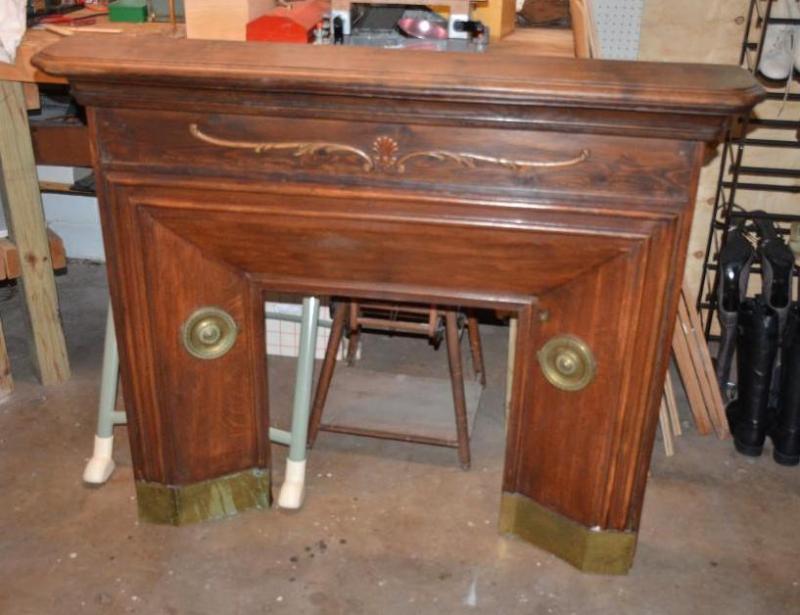 Vintage wood fireplace mantle 9x54x46&quot...