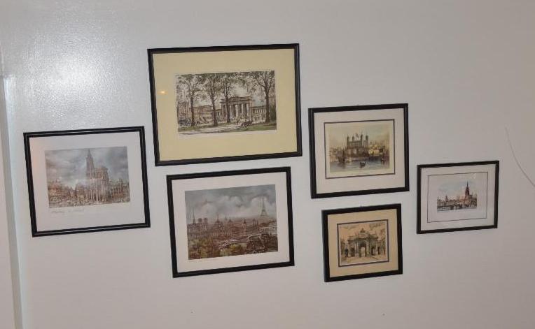 European pictures - 6 framed prints...