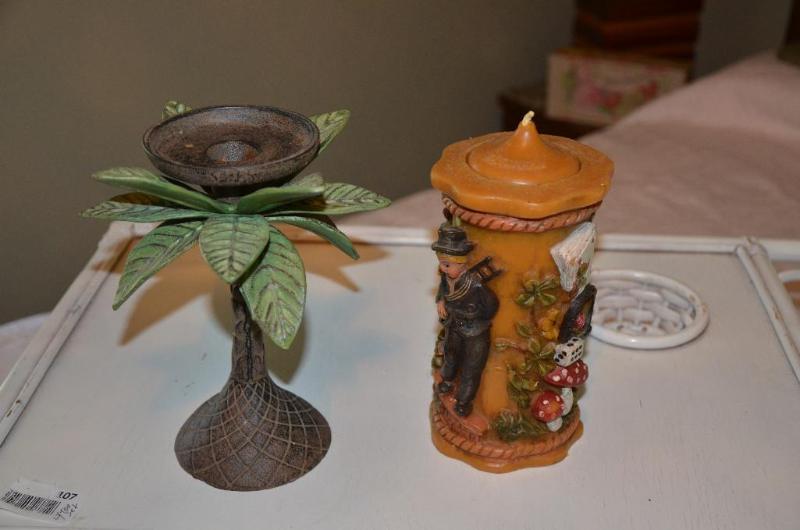 Heavy metal candle holder 8&quot tall and a ...