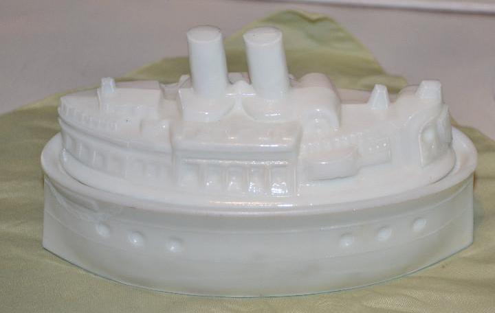 Vintage milk glass boat dish 8&quot long....