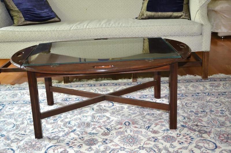 Ethan Allan wood Butler table 33x21&quot...