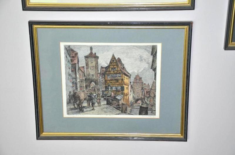 Framed signed print, German 20x16&quot...