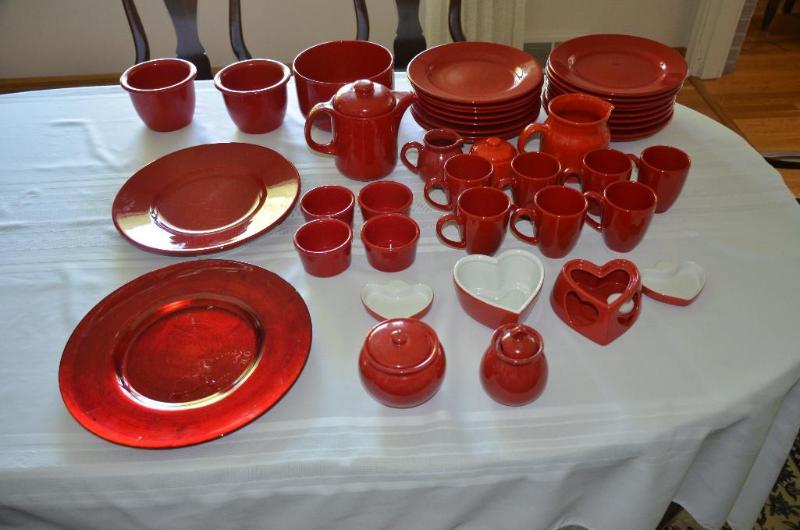Vintage Waechtersbach Germany red dish set - ...