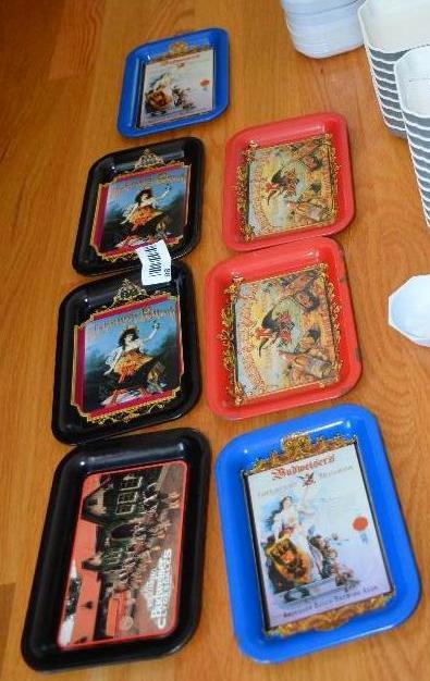 7 Budweiser metal tip trays...