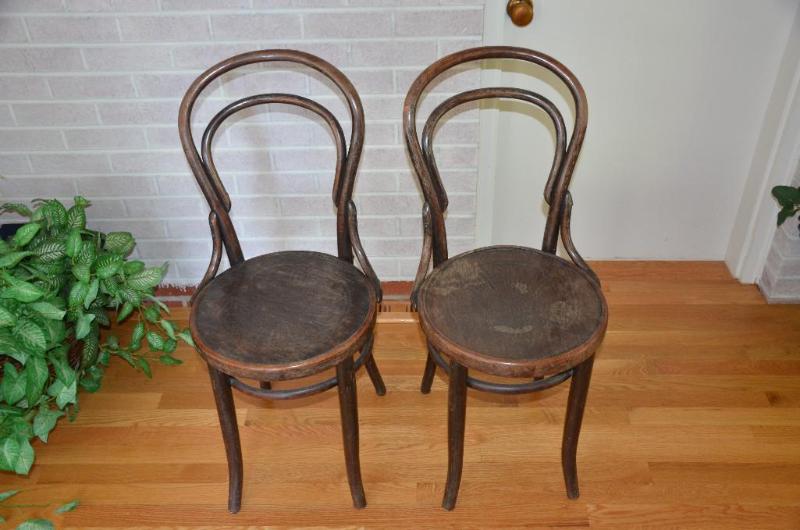 Two vintage Bentwood wood chairs. The tag s...