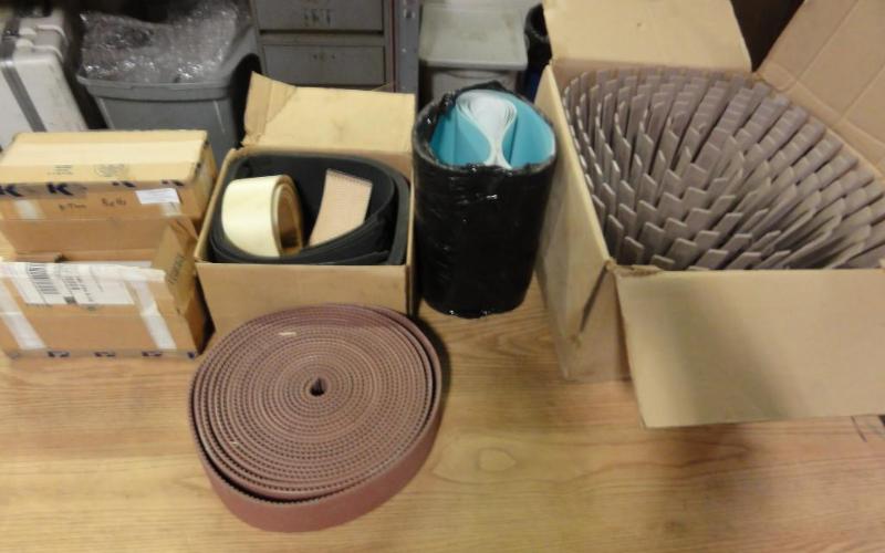 lot 115 image: Assorted Belts and Conveyer Parts to include K-Tron weight belts Part# 9135-00017 12 Wide Heavy Du