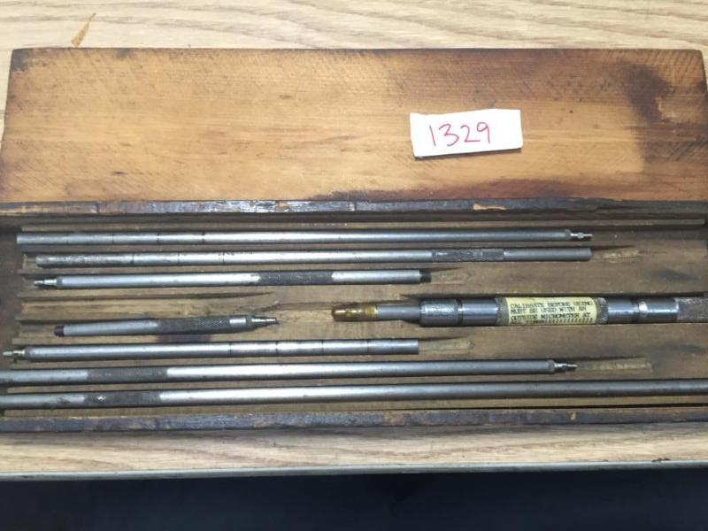 lot 304 image: Brown Sharpe no. 262 Inside Micrometer Set 8 36 w Wooden Case