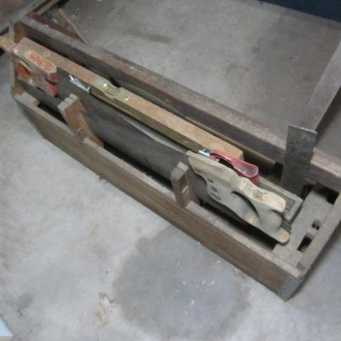 Antique Saw Box & Tools
