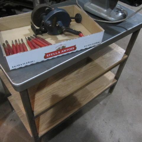 Work Table, Hand Grinder, Carving Tools